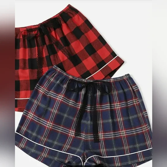 3 Plaid Pajama Shorts - Picture 4 of 4
